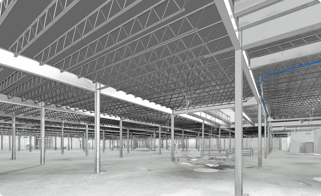 Existing-conditions capture of FEAST Food Works food-processing line