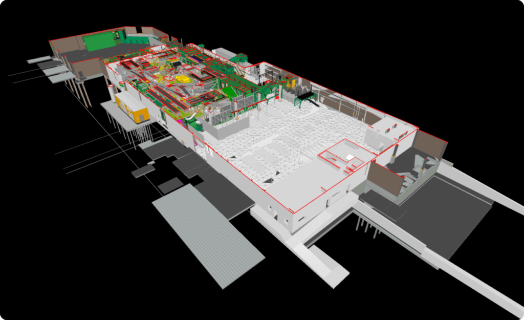 Detailed BIM model of Portland Materials Recovery Facility with resolved clashes
