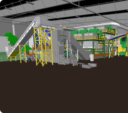 Dynamic aerial LiDAR scan of California MRF recycling facility