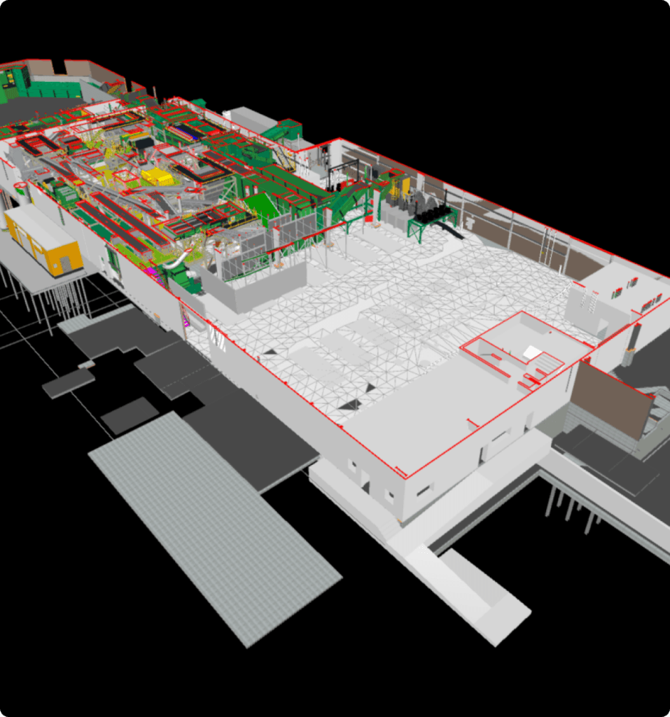 Detailed BIM model of Portland Materials Recovery Facility with resolved clashes
