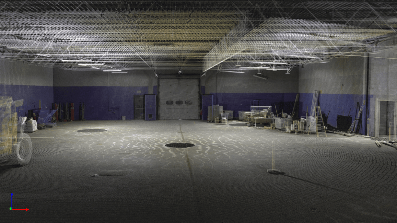 Laser-scanned panorama of former Sears store prior to casino conversion